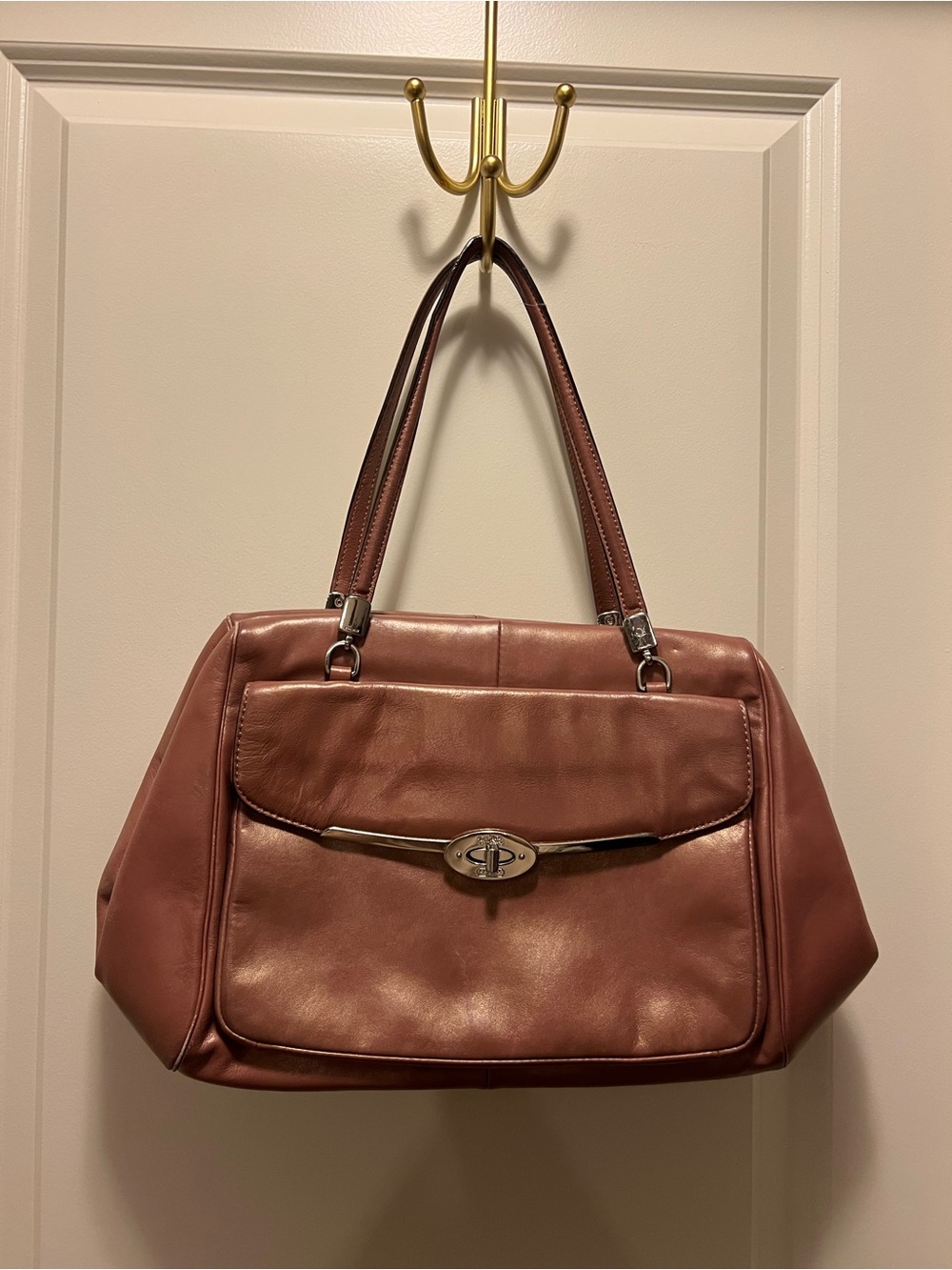 Vintage 2000s Coach Madison MadelineLeather Satchel Bag in Dusty Rose